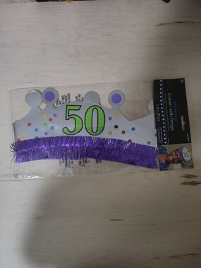 Amscan 50 Party Crown with Purple Fringe and Green Accents